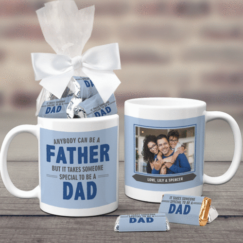 Father's Day Gifts Personalized 11oz Coffee Mug with approx. 24 Wrapped Hershey's Miniatures - Special Dad
