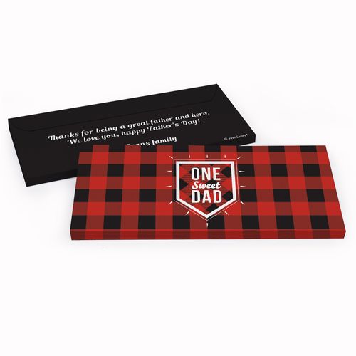 Deluxe Personalized Red & Black Fathers Day Chocolate Bar in Gift Box