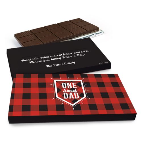 Deluxe Personalized Father's Day Red & Black Chocolate Bar in Gift Box (3oz Bar)