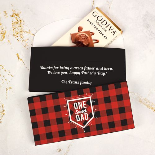 Personalized Plaid Dad Father's Day Godiva Chocolate Bar in Gift Box