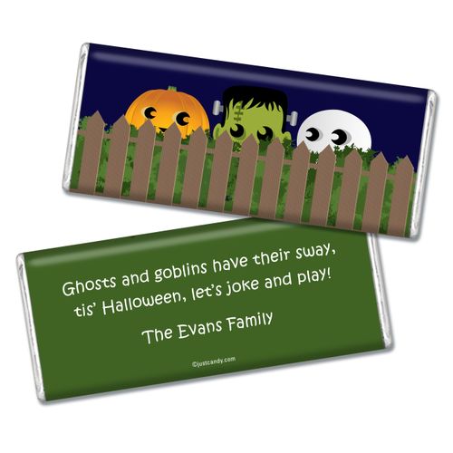 Halloween Personalized Chocolate Bar Hiding Monsters