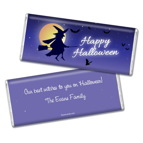 Halloween Personalized Chocolate Bar Witch on Broom