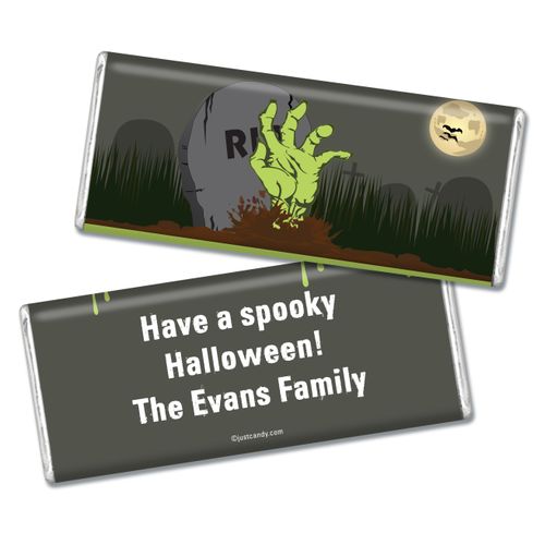Halloween Personalized Chocolate Bar Zombie Hand Rising From Grave