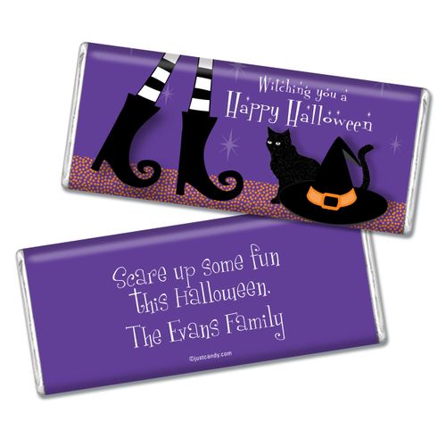 Halloween Personalized Chocolate Bar Witches Feet, Hat & Cat