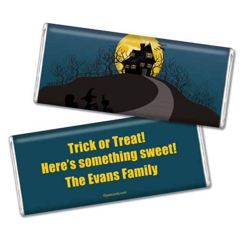 Halloween Personalized Chocolate Bar Spooky Haunted House on Hill