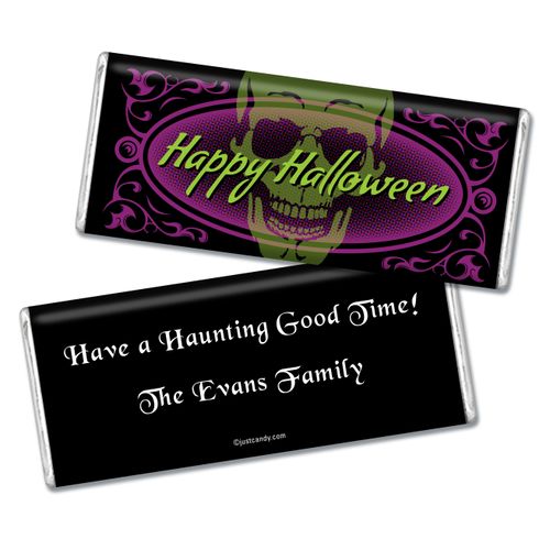 Halloween Personalized Chocolate Bar Ghostly Skull