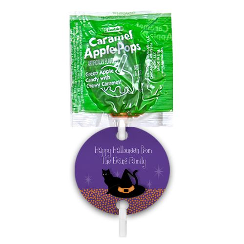 Personalized Halloween Witches Feet Caramel Apple Pops with Gift Tags (48 pops)