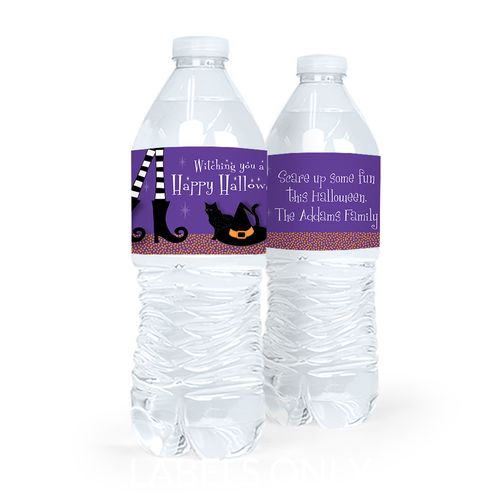 Personalized The Witch Is In Halloween Water Bottle Labels (5 Labels)