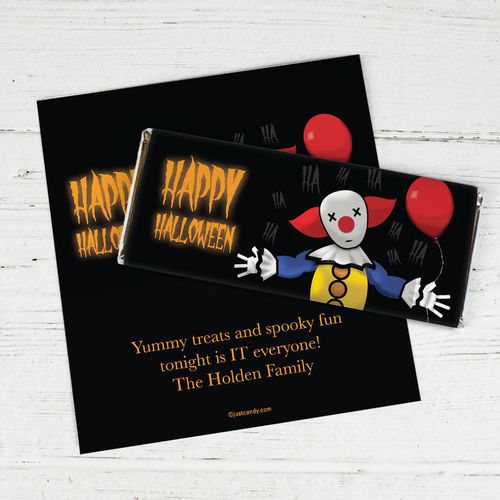 Personalized Halloween Creepy Clown Chocolate Bar Wrappers Only