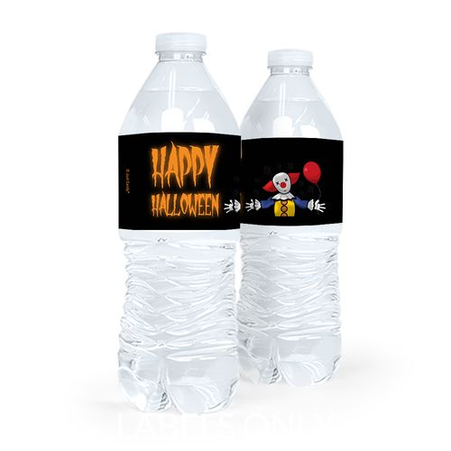 Personalized Creepy Clown Halloween Water Bottle Labels (5 Labels)