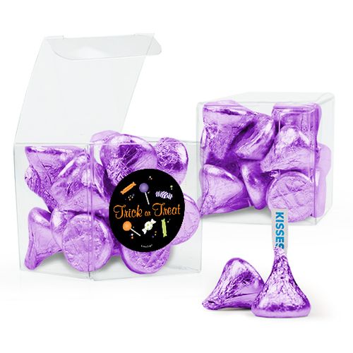 Halloween No Tricks Just Treats Hershey's Kisses Clear Gift Box with Sticker