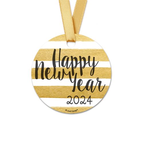 Personalized New Years Fireworks Round Favor Gift Tags (20 Pack)