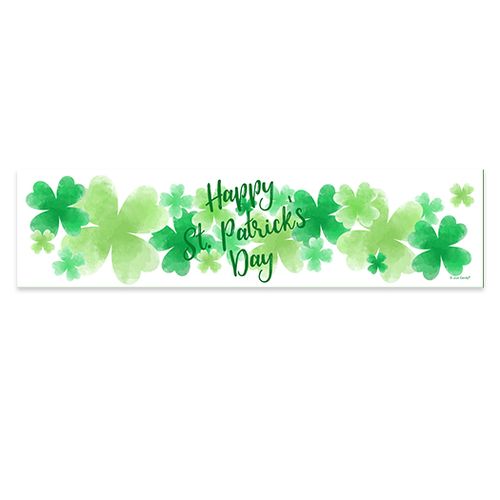 Personalized Watercolor Clovers St. Patrick's Day 5 Ft. Banner