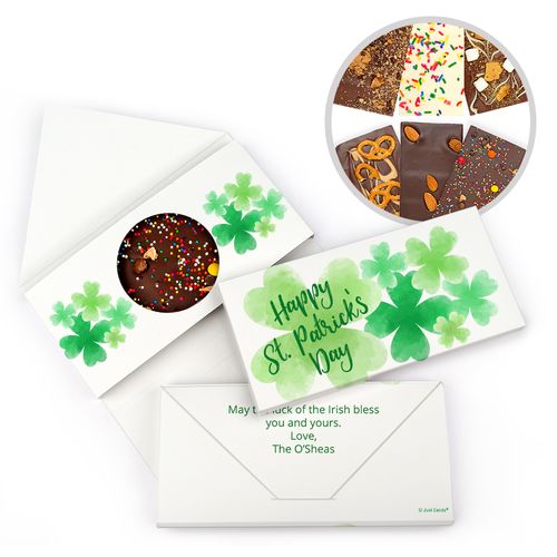 Personalized Day Watercolor Clovers St. Patrick's Gourmet Infused Belgian Chocolate Bars (3.5oz)