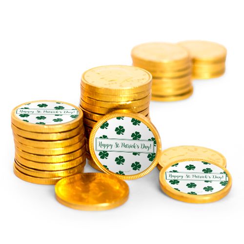 St. Patrick's Day Shamrocks Chocolate Coins with Stickers (84 Pack)