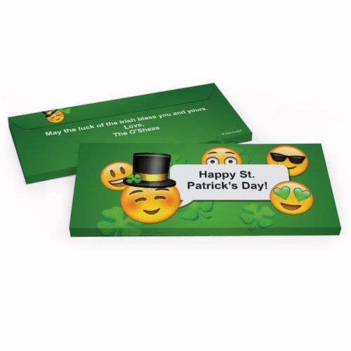 Deluxe Personalized Emoji St. Patrick's Day Chocolate Bar in Gift Box