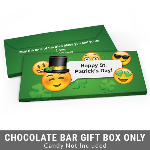 Deluxe Personalized Emoji St. Patrick's Day Candy Bar Favor Box