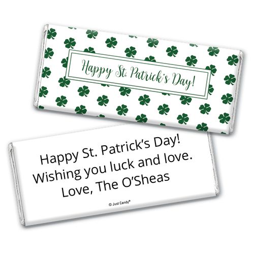 Personalized St. Patrick's Day Shamrocks Chocolate Bar Wrappers