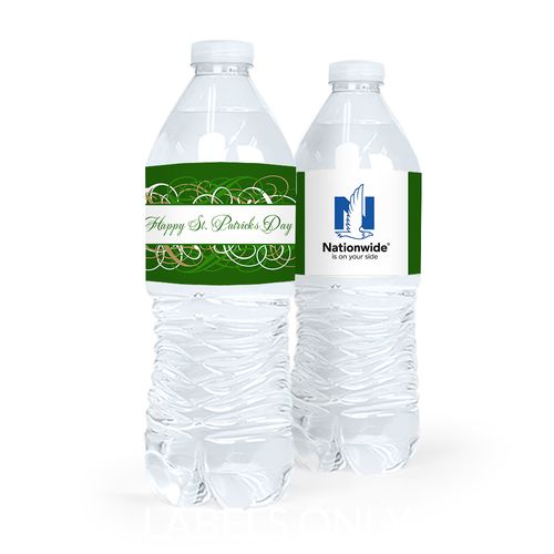 Personalized St. Patrick's Day Swirls Water Bottle Sticker Labels (5 Labels)