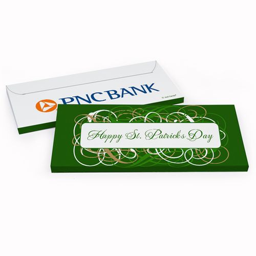 Deluxe Personalized Swirls St. Patrick's Day Chocolate Bar in Gift Box