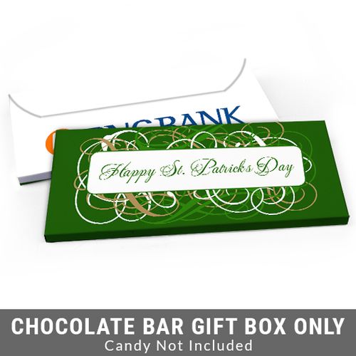Deluxe Personalized Swirls St. Patrick's Day Candy Bar Favor Box
