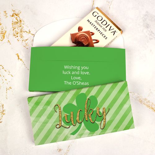 Deluxe Personalized St. Patrick's Day Stripes Godiva Chocolate Bar in Gift Box (3.1oz)