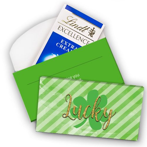 Deluxe Personalized St. Patrick's Day Stripes Lindt Chocolate Bar in Gift Box (3.5oz)