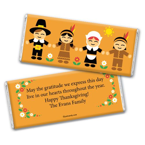 Thanksgiving Personalized Chocolate Bar Indians and Pilgrims