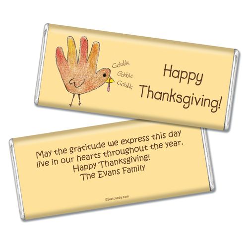 Thanksgiving Personalized Chocolate Bar Child's Handprint Turkey