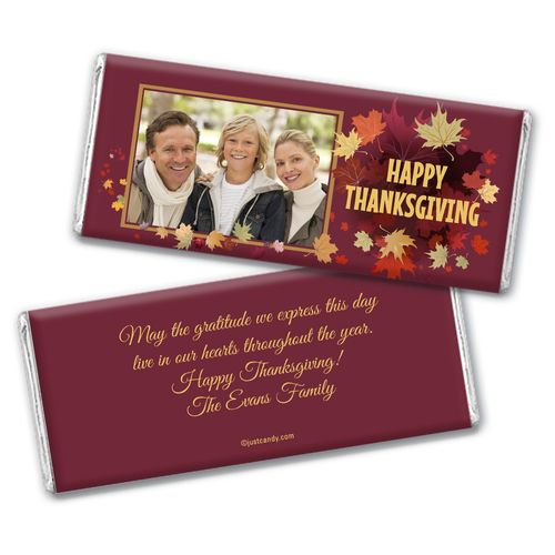 Thanksgiving Personalized Chocolate Bar Falling Leaves with Photo