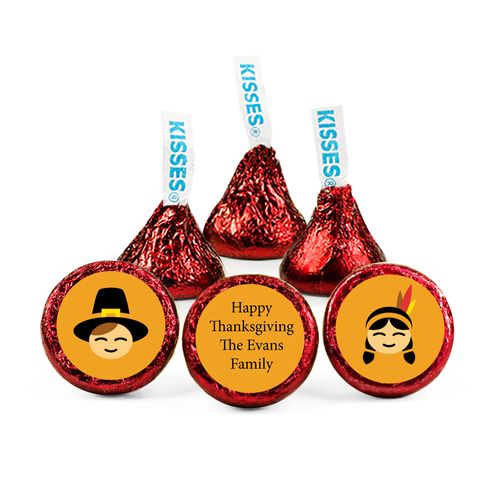 Personalized Thanksgiving Indians and Pilgrims Hershey's Kisses (50 pack)