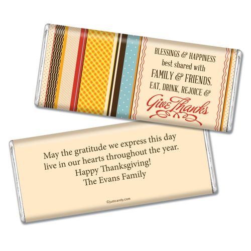 Thanksgiving Personalized Chocolate Bar Share Blessings Give Thanks