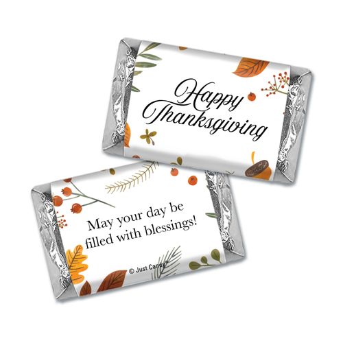 Personalized Thanksgiving Festive Leaves Hershey's Miniatures Wrappers