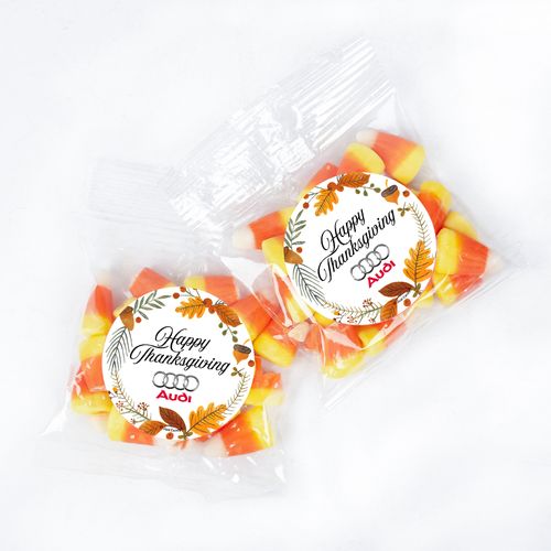 Personalized Personalized Thanksgiving Festive Leaves 1oz Candy Bags with Candy Corn
