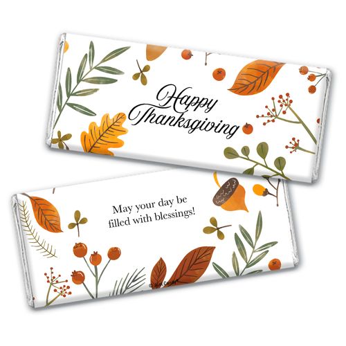 Personalized Thanksgiving Festive Leaves Chocolate Bar Wrappers Only