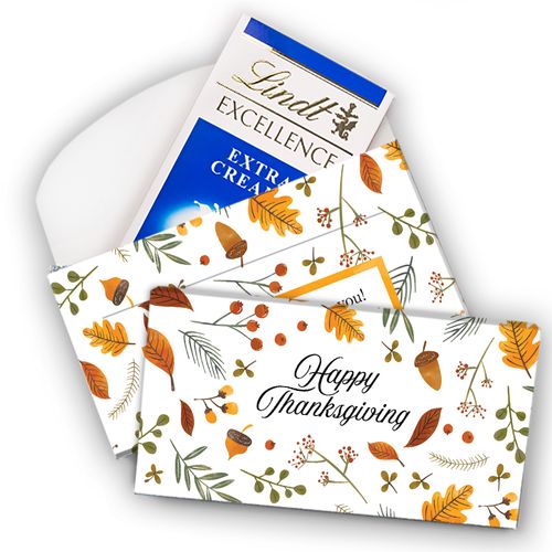 Deluxe Personalized Thanksgiving Autumn Leaves Lindt Chocolate Bar in Gift Box (3.5oz)