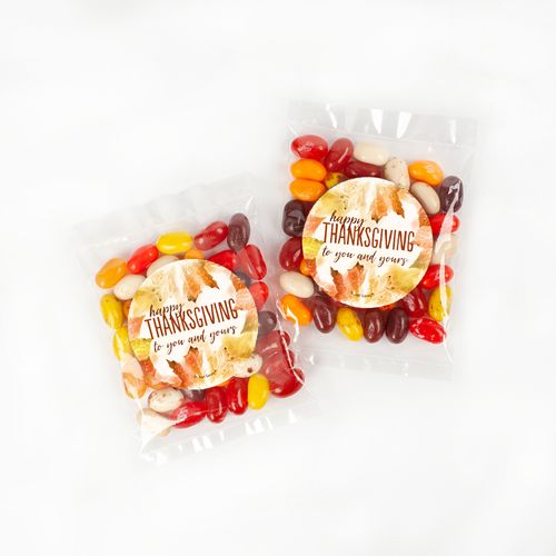 Personalized Thanksgiving Falling Into Autumn Candy Bags with Jelly Belly Jelly Beans