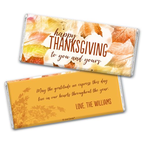 Personalized Thanksgiving Falling Into Autumn Chocolate Bar Wrappers Only
