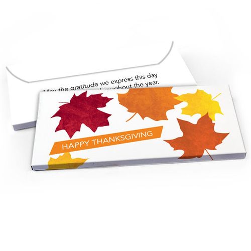 Deluxe Personalized Fall leaves Thanksgiving Candy Bar Favor Box