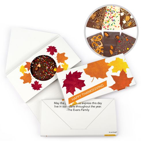 Personalized Paper Leaves Thanksgiving Gourmet Infused Belgian Chocolate Bars (3.5oz)