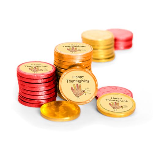 Thanksgiving Handprint Turkey Chocolate Coins (84 Pack)