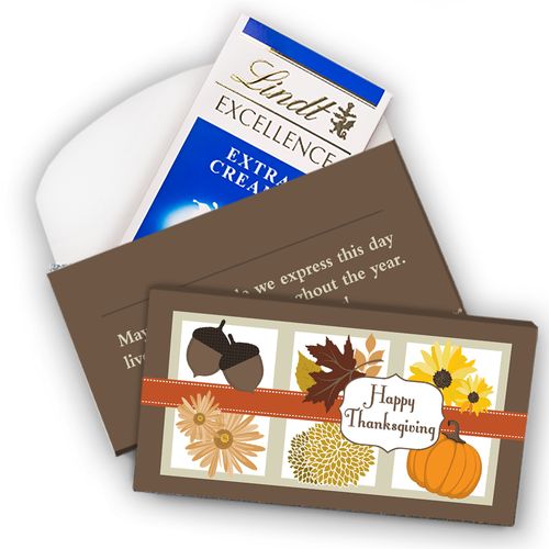 Deluxe Personalized Fall Harvest Items Thanksgiving Lindt Chocolate Bar in Gift Box (3.5oz)