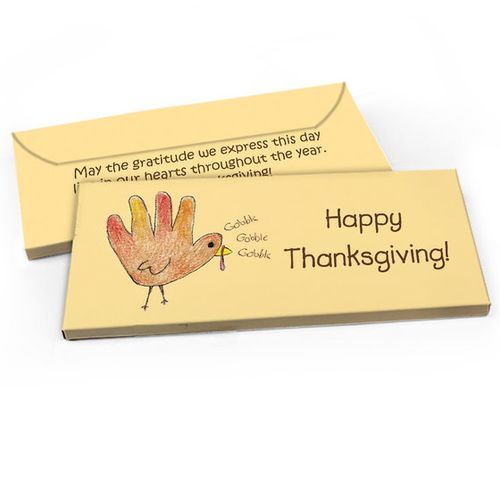 Deluxe Personalized Handprint Turkey Thanksgiving Candy Bar Favor Box