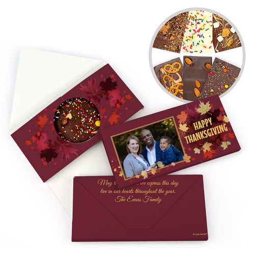 Personalized Falling Leaves with Photo Thanksgiving Gourmet Infused Belgian Chocolate Bars (3.5oz)