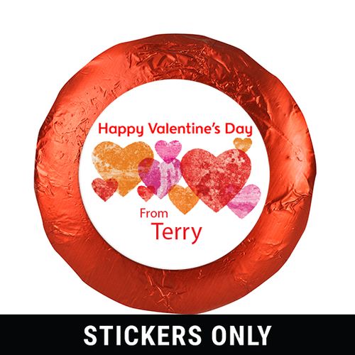 Valentine's Day Marble Hearts 1.25" Stickers (48 Stickers)