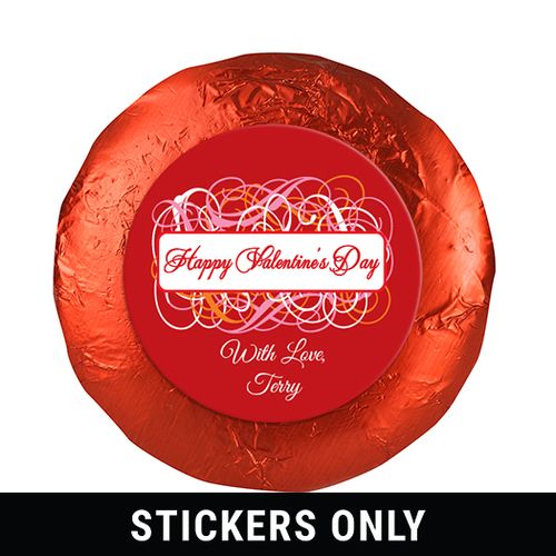 Valentine's Day Swirls 1.25" Stickers (48 Stickers)