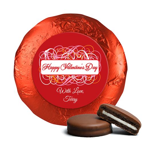 Valentine's Day Swirls Chocolate Covered Red Foil Oreos