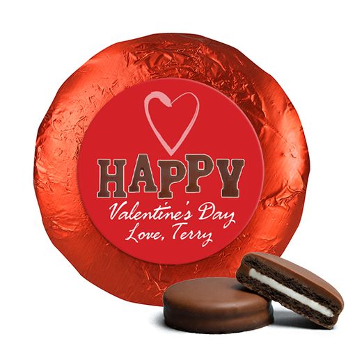 Valentine's Day Happy Heart Chocolate Covered Red Foil Oreos