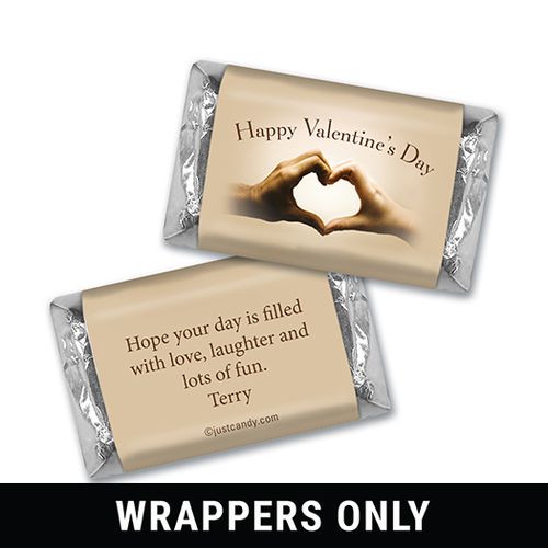 Valentine's Day Personalized HERSHEY'S MINIATURES Wrappers Hands Make a Heart