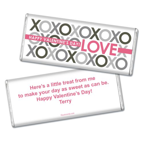 Valentine's Day Personalized Chocolate Bar XOXO Pattern